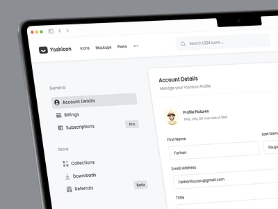 Account Details Web Design account account details dashboard profile saas settings side bar web design website